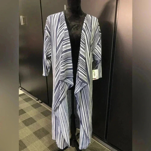LuLaRoe Waterfall front striped duster/coverup/cardigan,maxi,vertical stripe - Picture 1 of 7